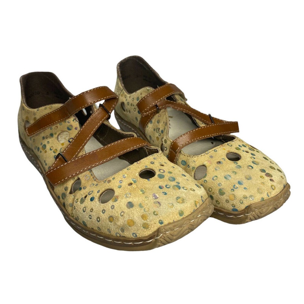 Rieker Tan Holes Strap Dotted Mary Janes Size 38 womens shoes